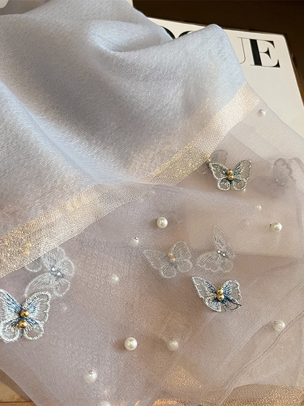 Butterfly Shape Applique Beaded Keep Warm Scarf - Image 31