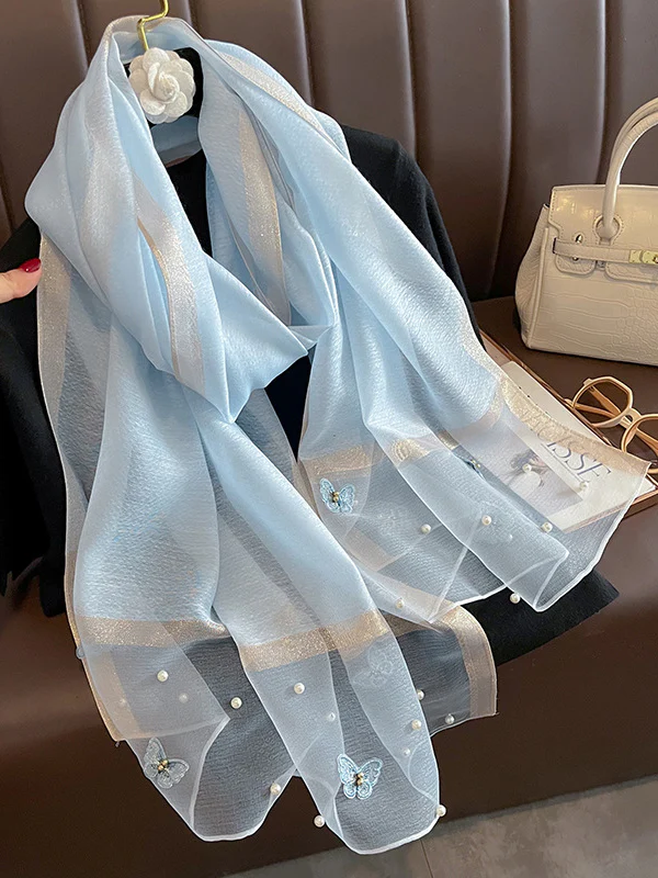 Butterfly Shape Applique Beaded Keep Warm Scarf - Image 4