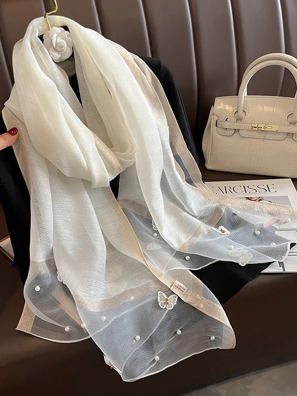 Butterfly Shape Applique Beaded Keep Warm Scarf - Image 5