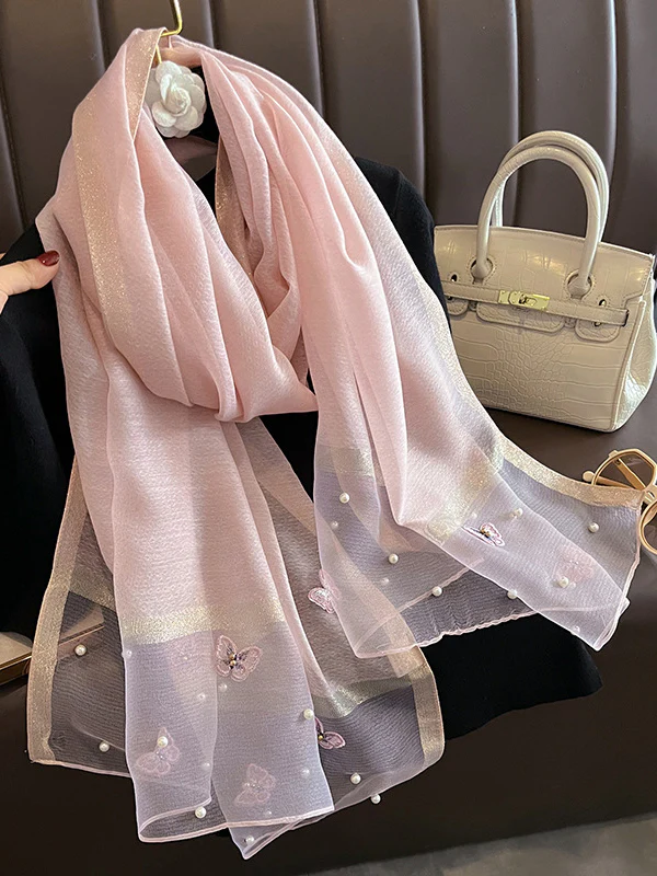 Butterfly Shape Applique Beaded Keep Warm Scarf - Image 6