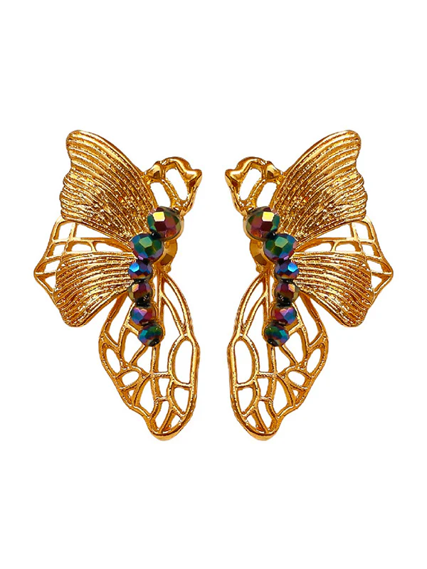 Butterfly Shape Rhine Stones Drop Earrings - Image 7
