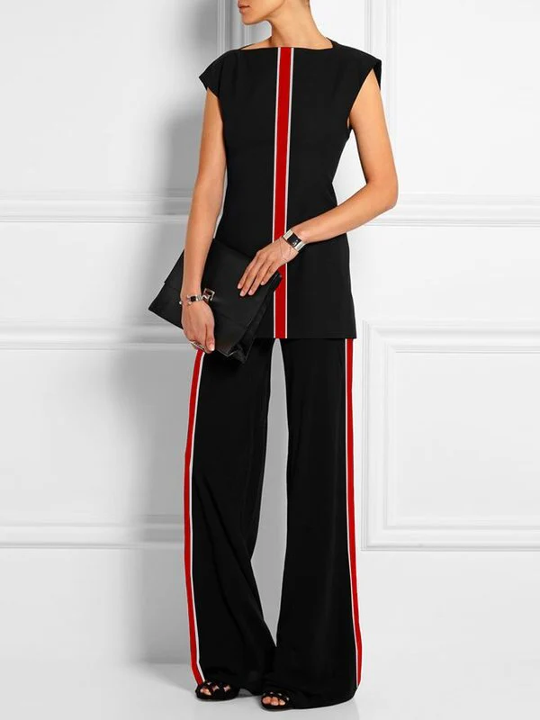 Cap Sleeve Contrast Color Printed Round-neck T-Shirts Tops - Image 2