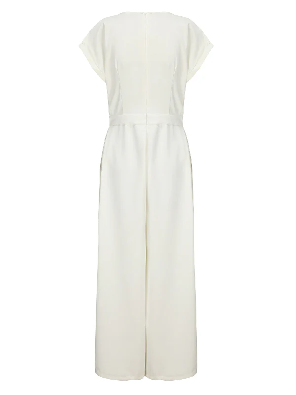 Cap Sleeve Wide Leg Solid Color Jumpsuits - Image 13