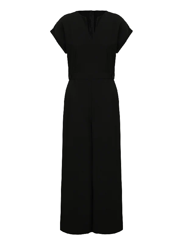 Cap Sleeve Wide Leg Solid Color Jumpsuits - Image 16