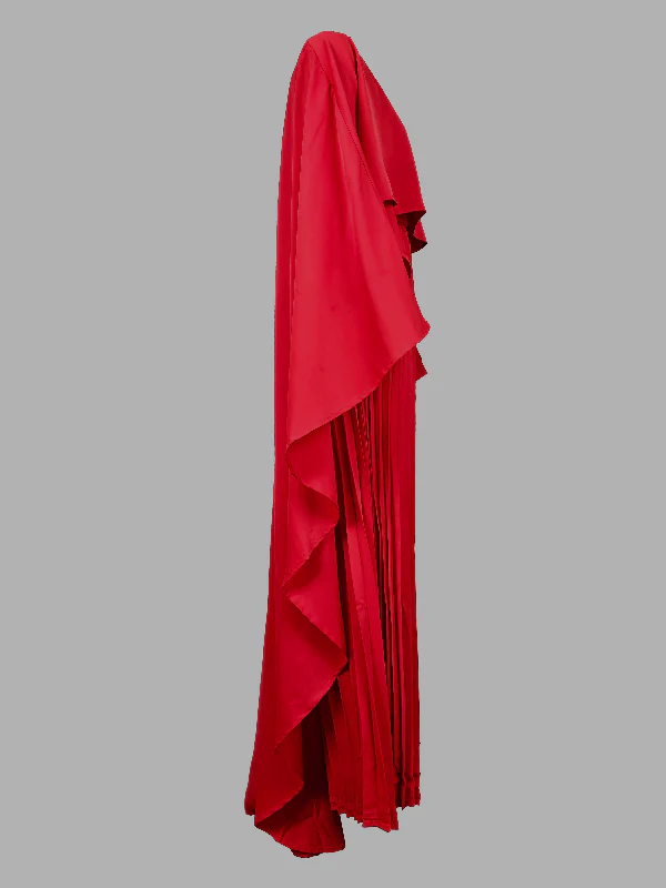 Cape High-Low Pleated Solid Color Split-Joint Round-Neck Evening Dresses Maxi Dresses - Image 14