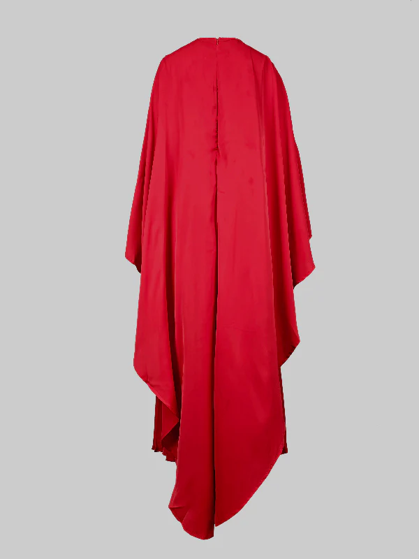 Cape High-Low Pleated Solid Color Split-Joint Round-Neck Evening Dresses Maxi Dresses - Image 15