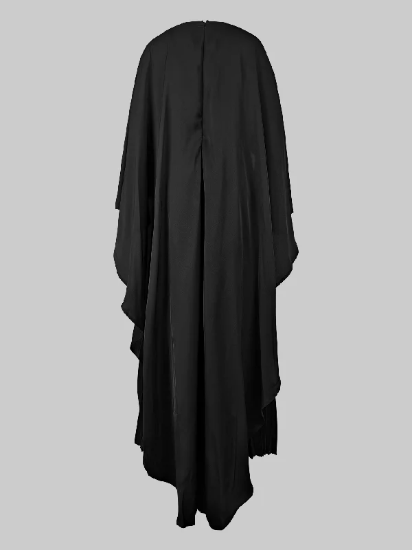 Cape High-Low Pleated Solid Color Split-Joint Round-Neck Evening Dresses Maxi Dresses - Image 17