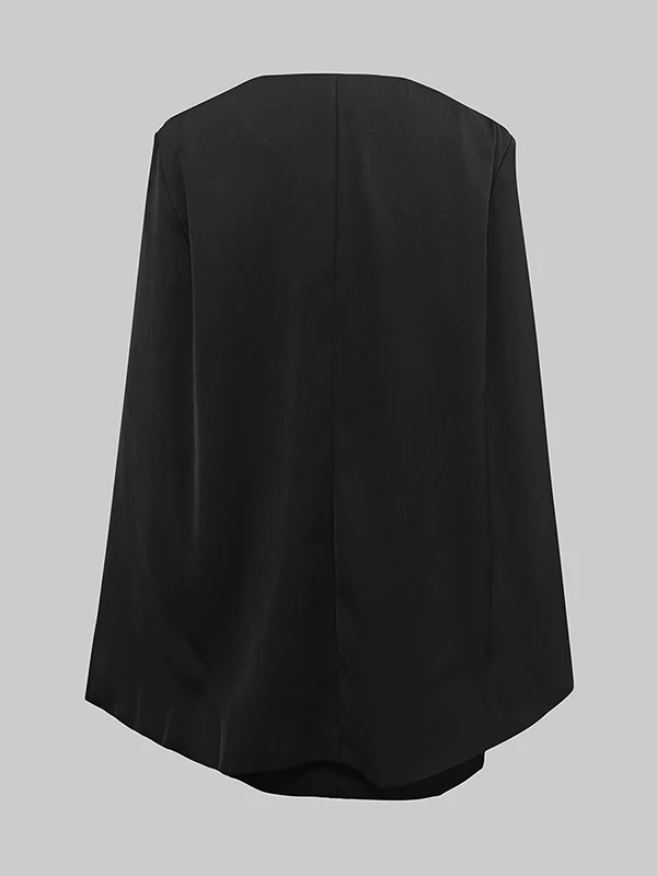 Cape Split-Joint Tied Waist V-Neck Mini Dresses - Image 7