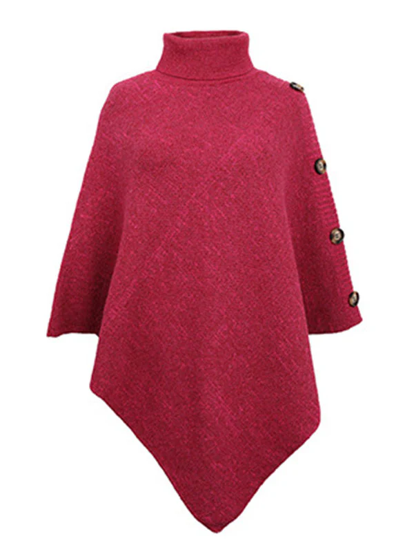 Casual 7 Colors High-Neck Sweater Cape - Image 11