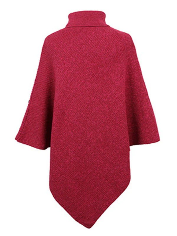 Casual 7 Colors High-Neck Sweater Cape - Image 12