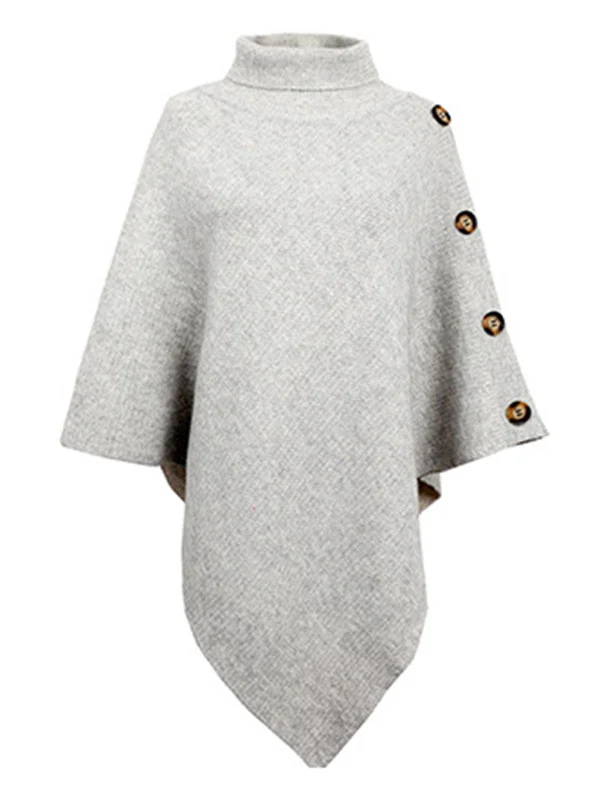Casual 7 Colors High-Neck Sweater Cape - Image 17