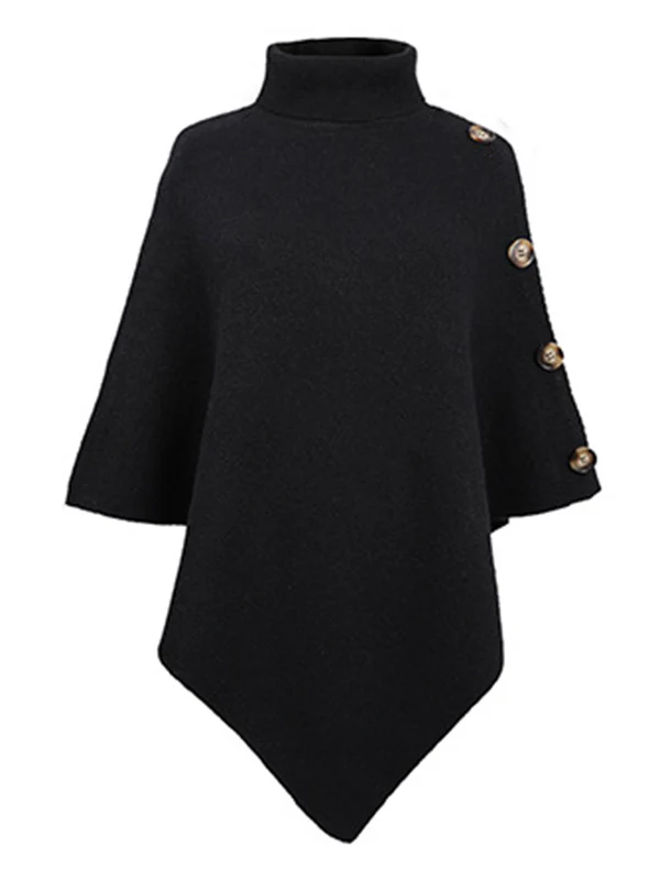 Casual 7 Colors High-Neck Sweater Cape - Image 19