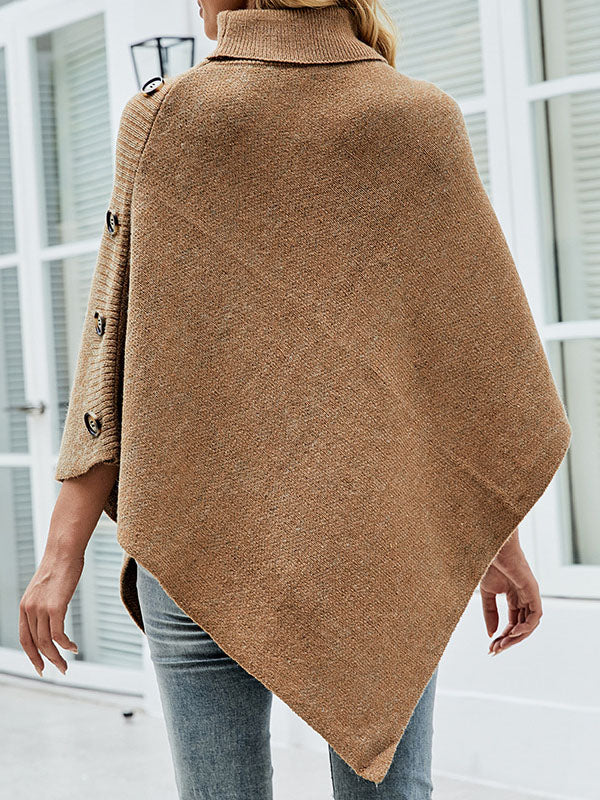 Casual 7 Colors High-Neck Sweater Cape - Image 6