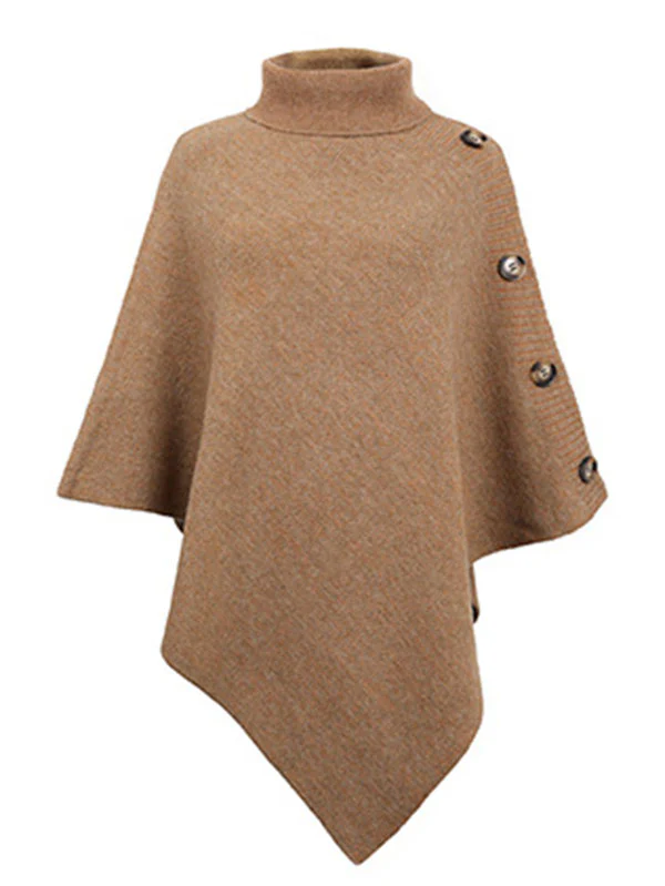 Casual 7 Colors High-Neck Sweater Cape - Image 7