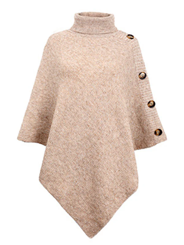 Casual 7 Colors High-Neck Sweater Cape - Image 9