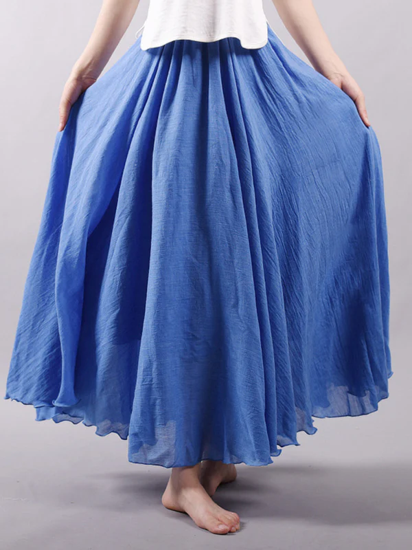Casual A-Line Elastic Waist Solid Color Skirts - Image 10