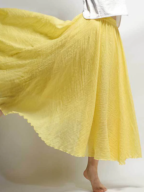 Casual A-Line Elastic Waist Solid Color Skirts - Image 19