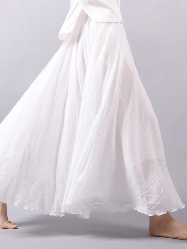Casual A-Line Elastic Waist Solid Color Skirts - Image 4