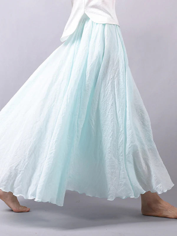 Casual A-Line Elastic Waist Solid Color Skirts - Image 6
