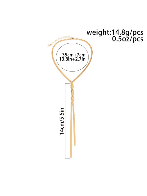 Casual Adjustable Tasseled Solid Color Necklaces Accessories - Image 4