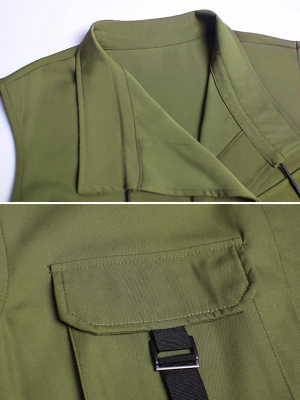 Casual Asymmetric Split-Joint Drawstring Vest Dress Outerwear - Image 11