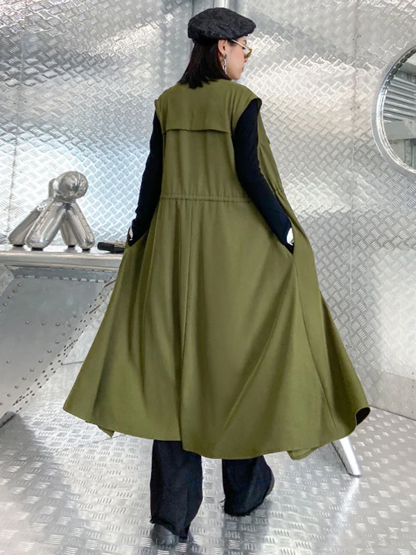 Casual Asymmetric Split-Joint Drawstring Vest Dress Outerwear - Image 8