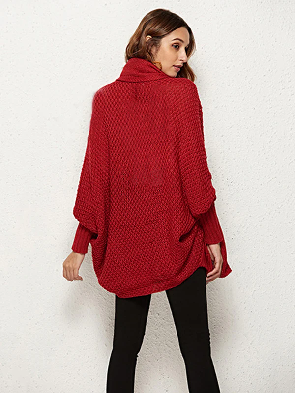 Casual Batwing Sleeves Loose Solid Color Cardigan Tops - Image 23