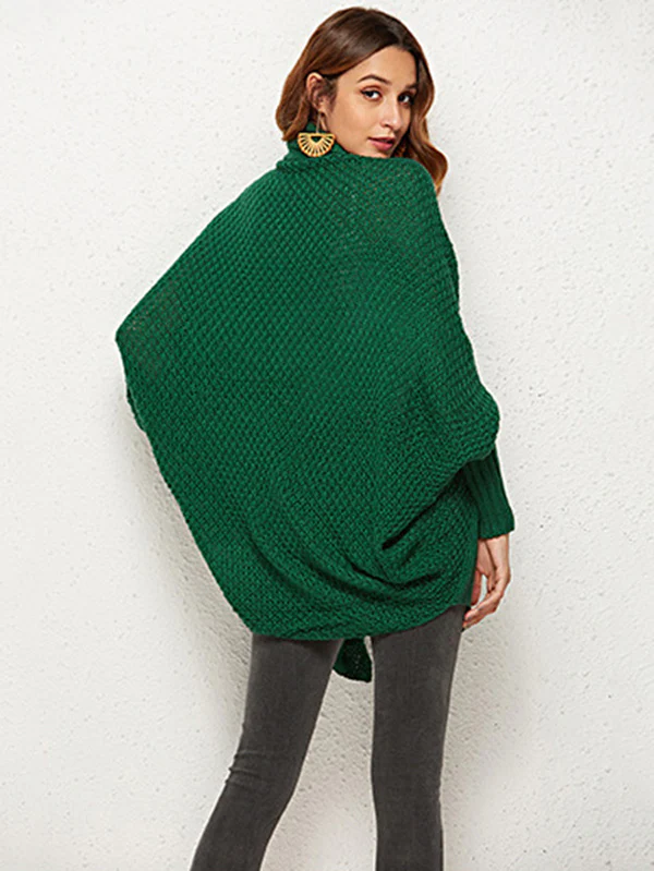 Casual Batwing Sleeves Loose Solid Color Cardigan Tops - Image 28