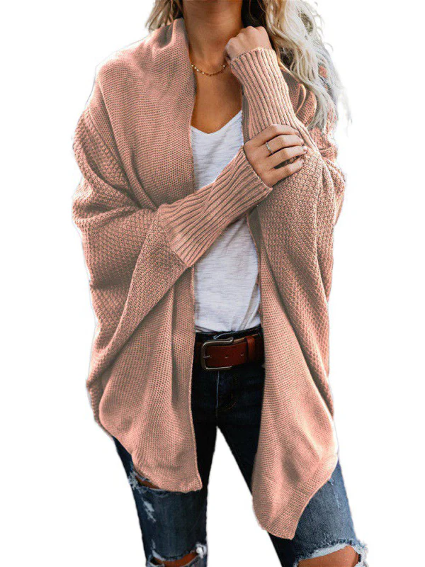 Casual Batwing Sleeves Loose Solid Color Cardigan Tops - Image 9