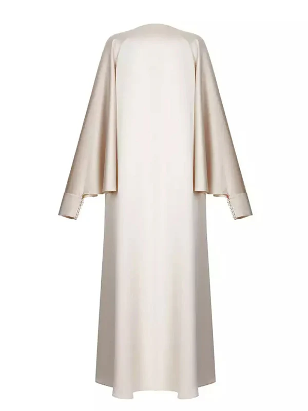 Batwing Sleeves Solid Color Split-Front Maxi Dresses - Image 4