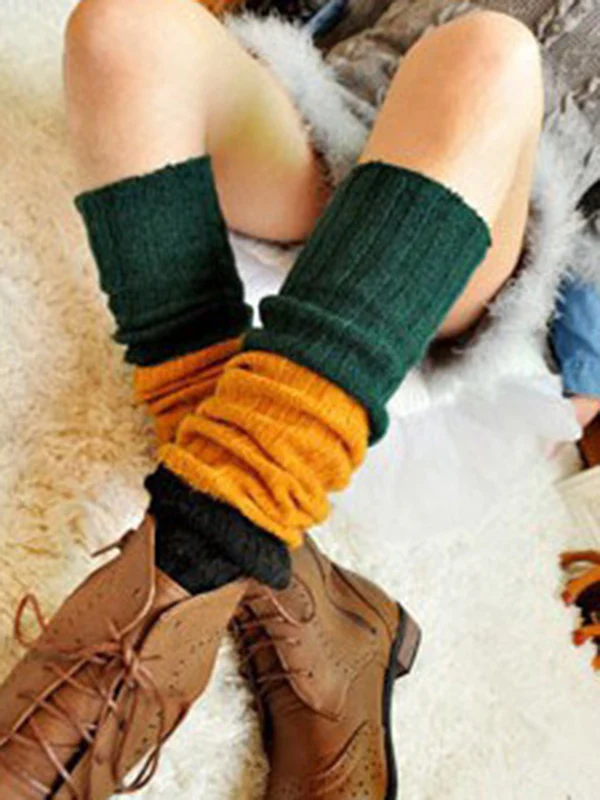 Casual Contrast Color Leg Warmers Accessories - Image 10
