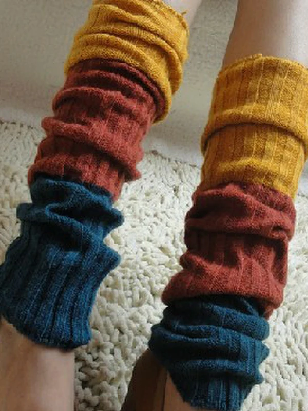 Casual Contrast Color Leg Warmers Accessories - Image 12