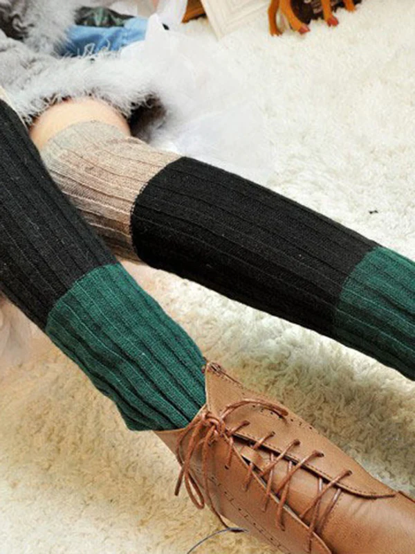Casual Contrast Color Leg Warmers Accessories - Image 14
