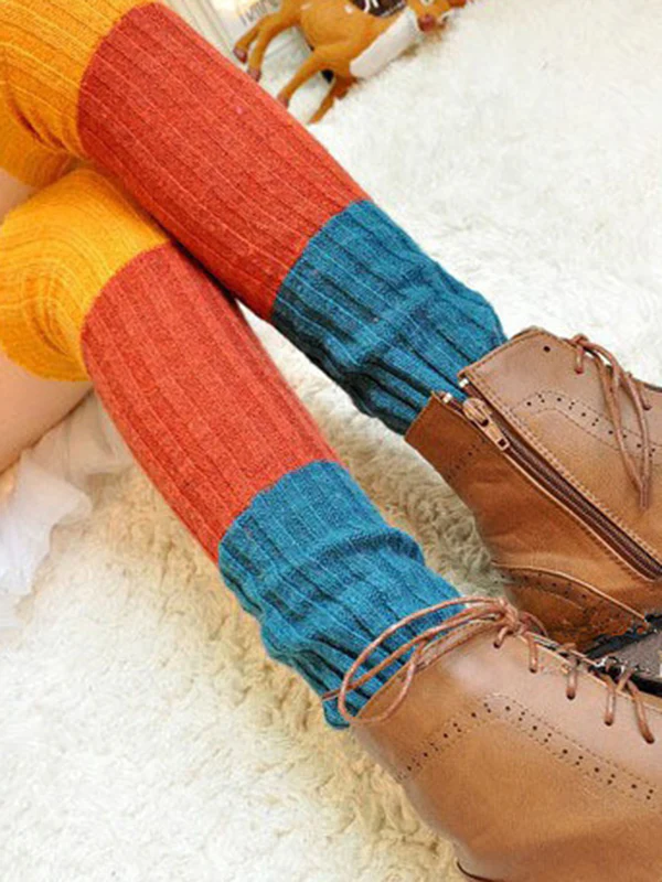 Casual Contrast Color Leg Warmers Accessories - Image 15