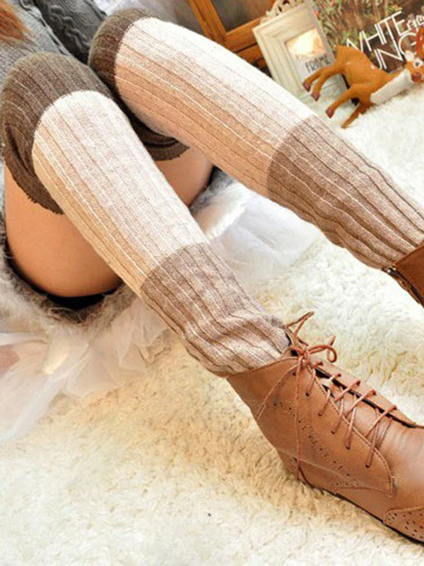 Casual Contrast Color Leg Warmers Accessories - Image 16