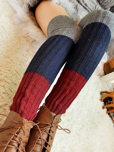 Casual Contrast Color Leg Warmers Accessories - Image 2