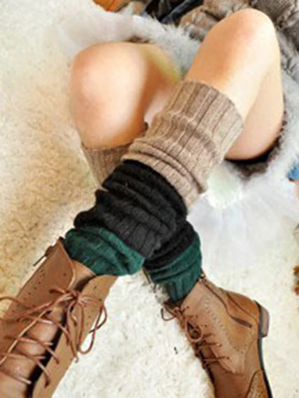 Casual Contrast Color Leg Warmers Accessories - Image 4