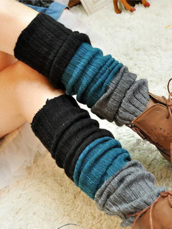 Casual Contrast Color Leg Warmers Accessories - Image 5