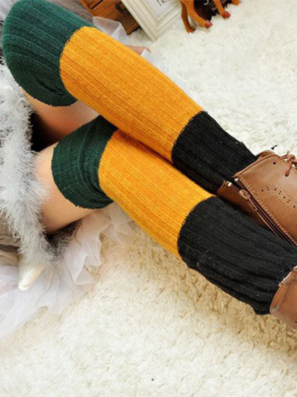 Casual Contrast Color Leg Warmers Accessories - Image 6