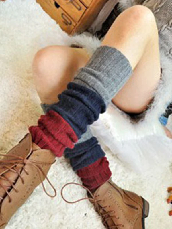 Casual Contrast Color Leg Warmers Accessories - Image 7