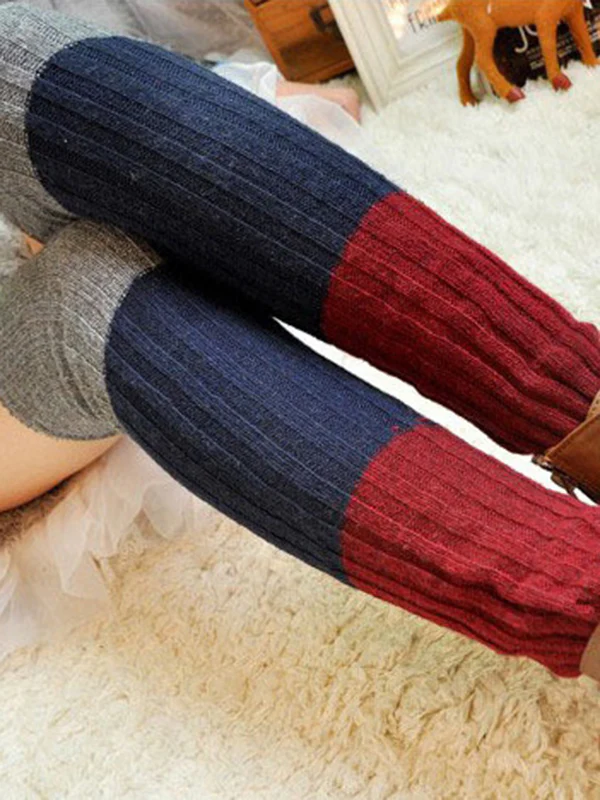 Casual Contrast Color Leg Warmers Accessories - Image 8
