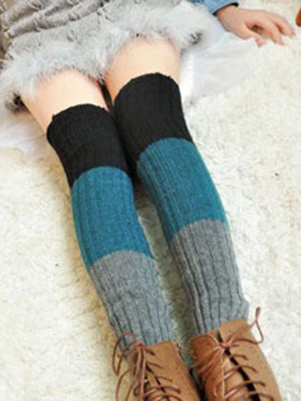 Casual Contrast Color Leg Warmers Accessories - Image 9