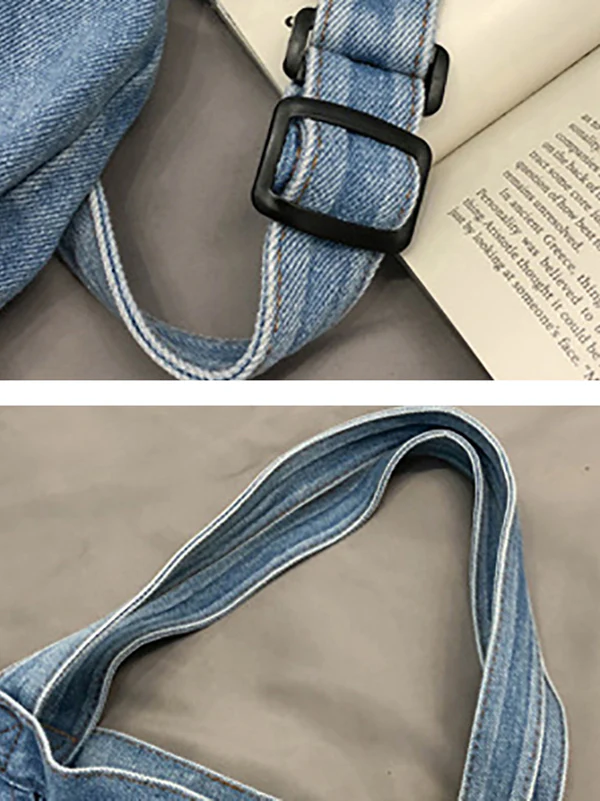 Casual Denim Split-Joint Solid Color Bags Accessories - Image 12
