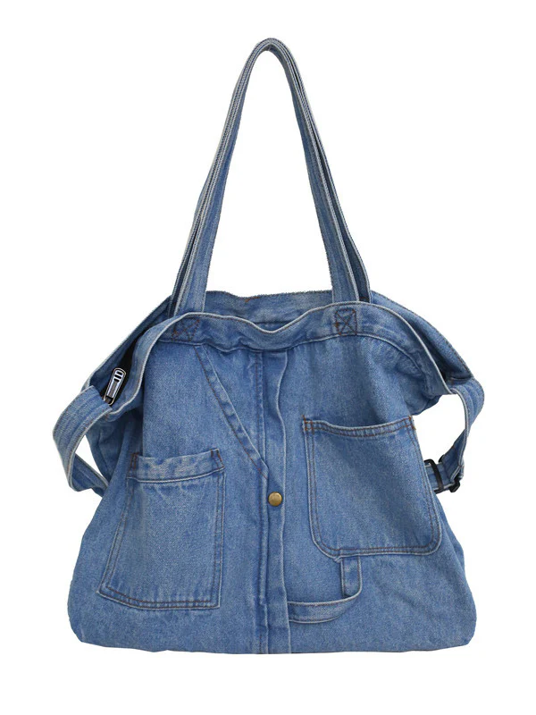 Casual Denim Split-Joint Solid Color Bags Accessories - Image 15