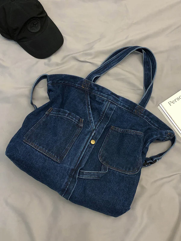 Casual Denim Split-Joint Solid Color Bags Accessories - Image 9