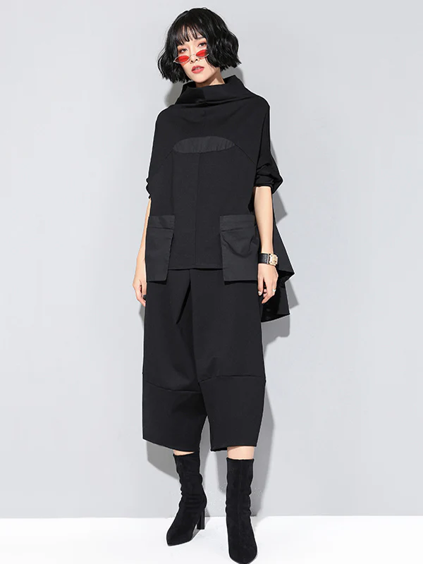 Casual High-Low Split-Joint Batwing Sleeve T-Shirts Tops - Image 3