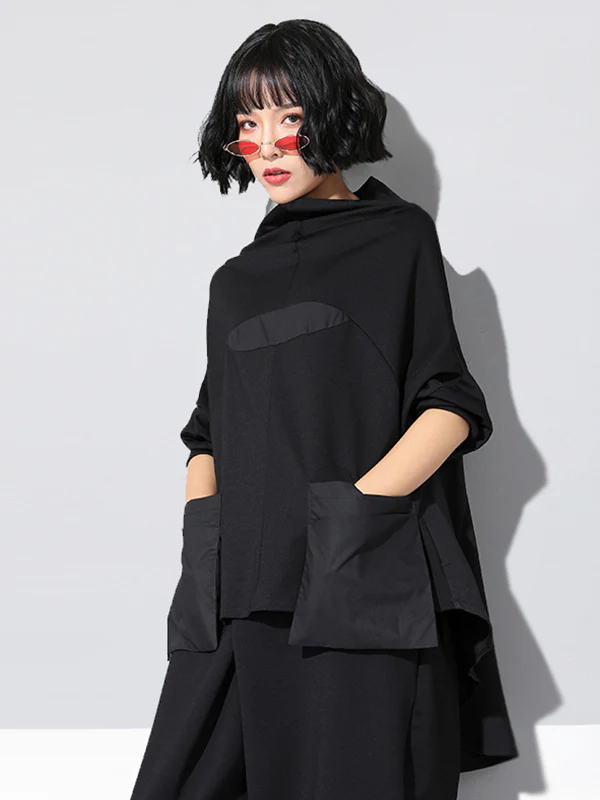Casual High-Low Split-Joint Batwing Sleeve T-Shirts Tops - Image 5
