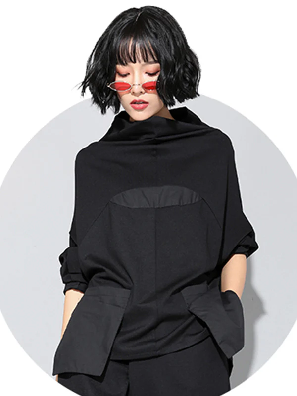 Casual High-Low Split-Joint Batwing Sleeve T-Shirts Tops - Image 6