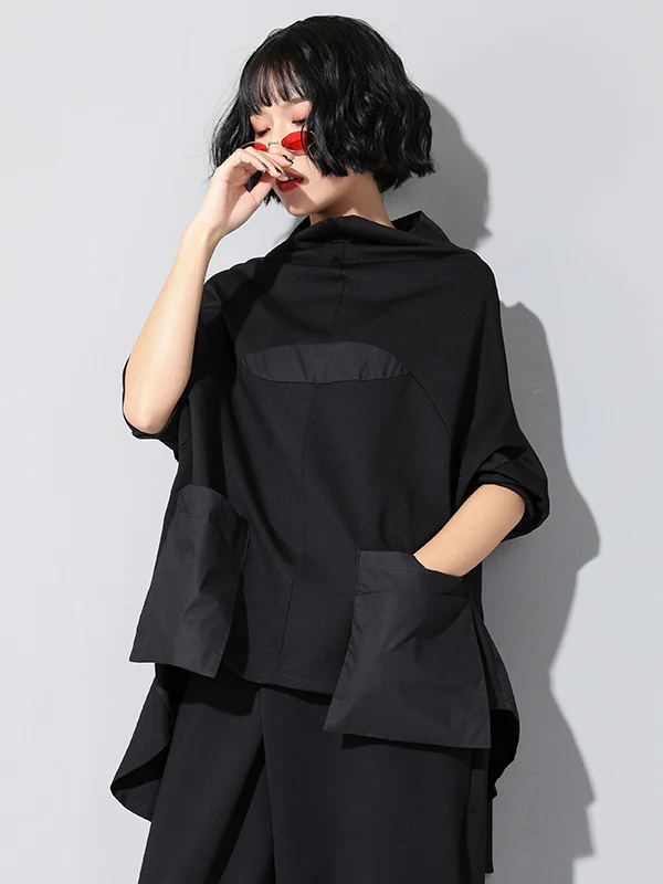 Casual High-Low Split-Joint Batwing Sleeve T-Shirts Tops - Image 7