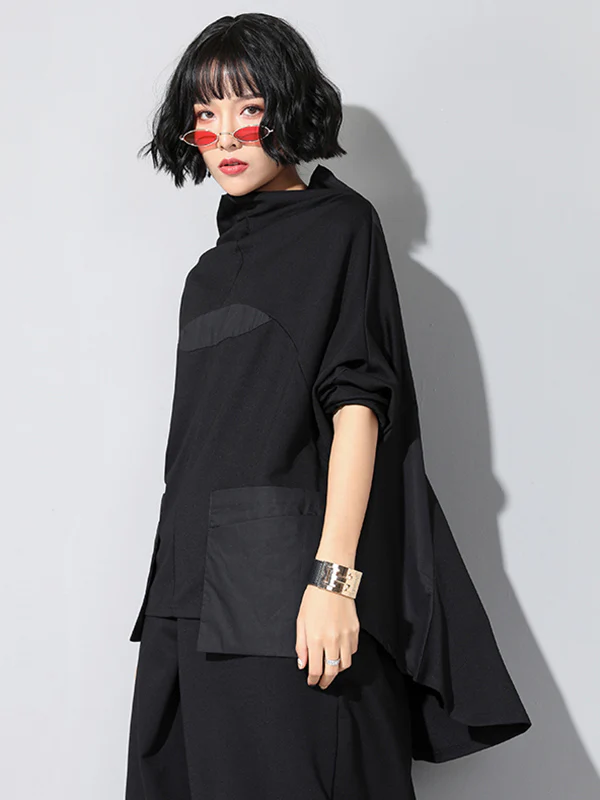 Casual High-Low Split-Joint Batwing Sleeve T-Shirts Tops - Image 8